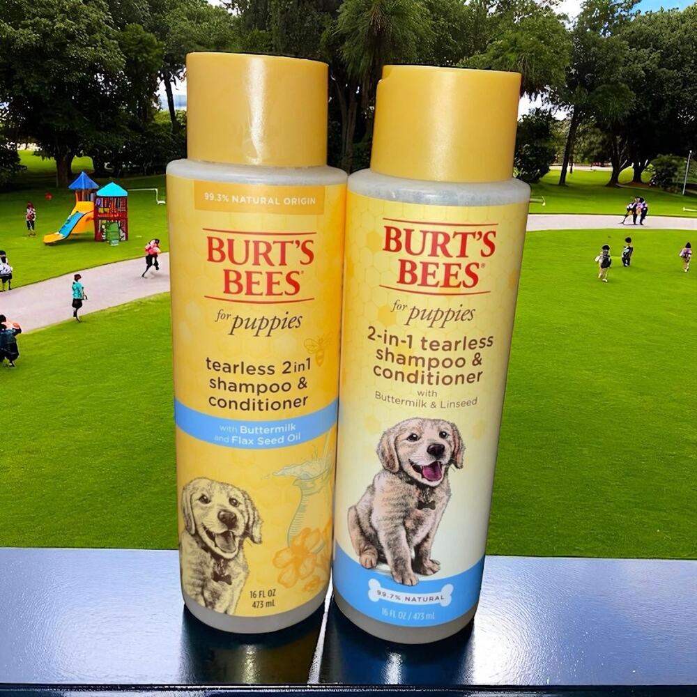 Burts Bees Puppies Natural Tearless 2 in 1 Shampoo Conditioner 16oz Lot of 2 Pet